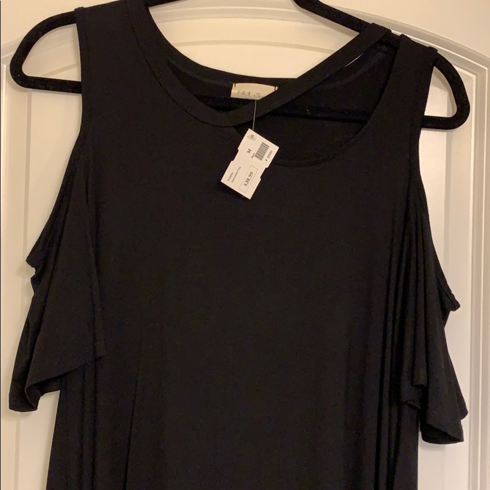 143 story black cold shoulder top